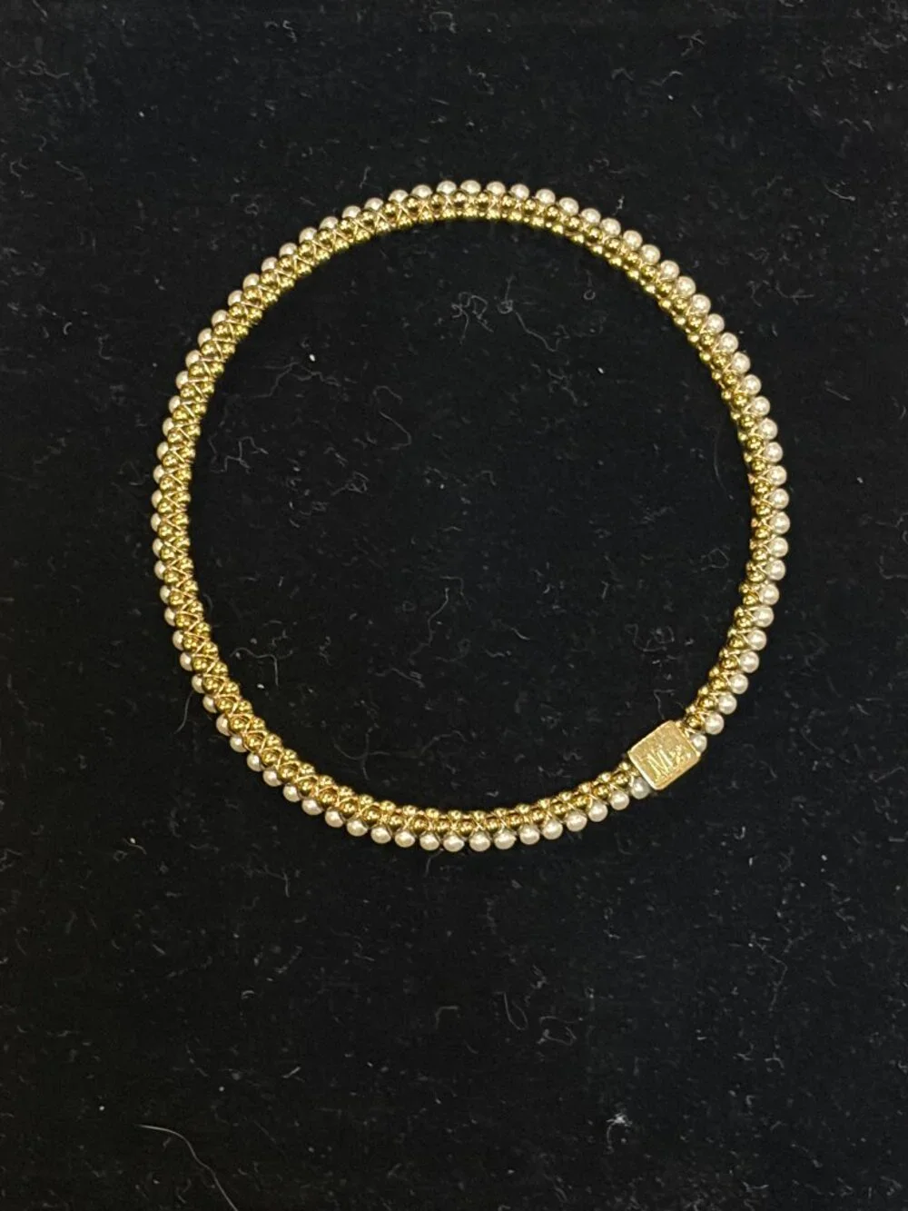 Mignon Faget Pearl Gold-Plated Halo Bangle, Size M, worn twice